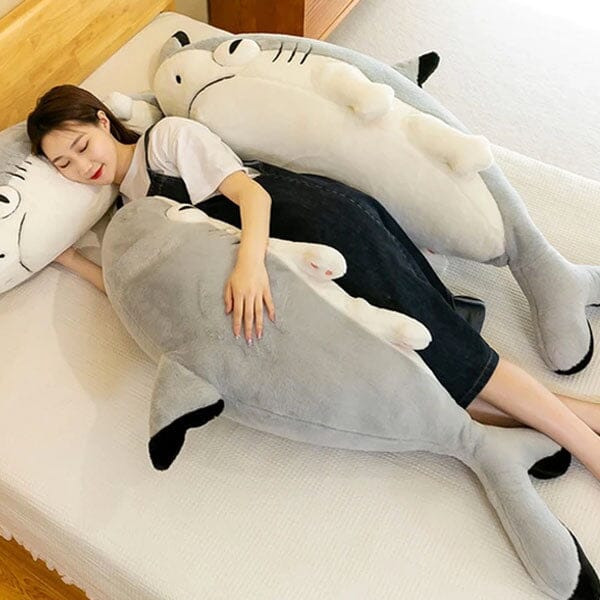 Extra Long Animal Plush Toy 4.5ft Body Pillow - Shark Kitten Simple magazineracksdirect 