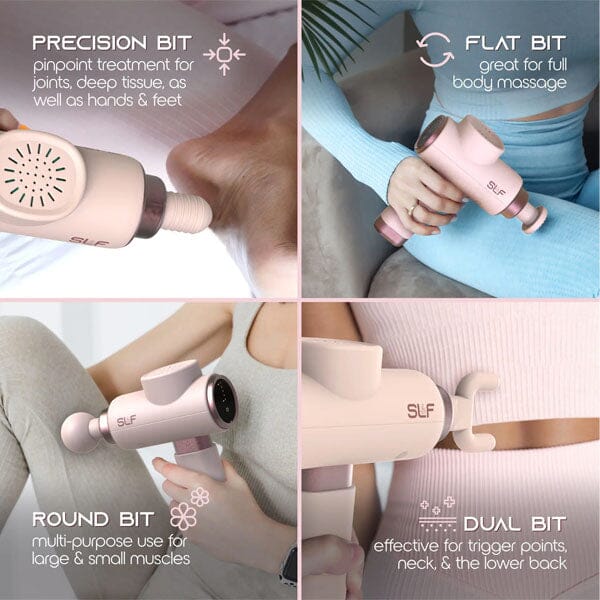 SLF Mini Handheld Impact Massager Gun in Pink Simple Showcase 