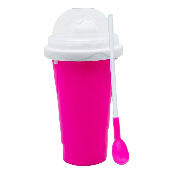 ProKitchen SQUEEZur Instant Slushie Maker Cup | Includes Straw/Spoon | NEW Colors! Simple Showcase Pink 