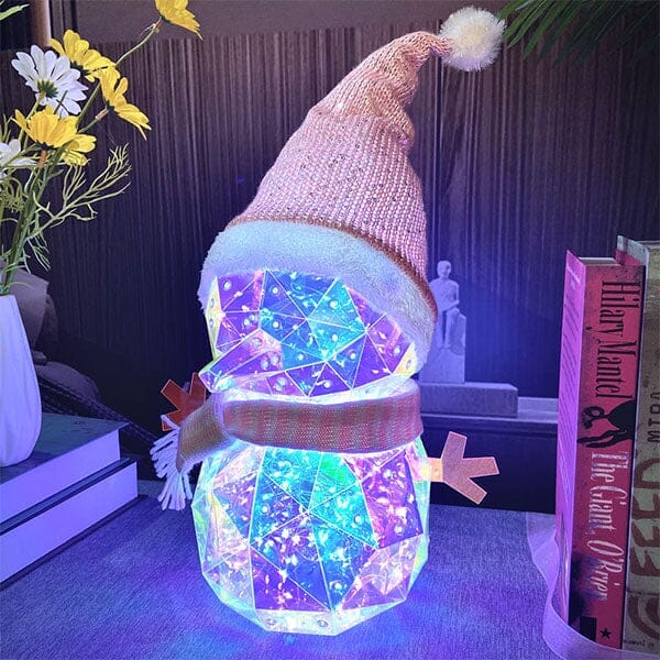 LitLuster Geometric LED Multi-Color Holographic Ornament | Snowman Simple Showcase 