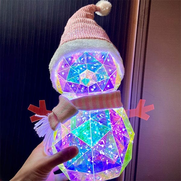 LitLuster Geometric LED Multi-Color Holographic Ornament | Snowman Simple Showcase 