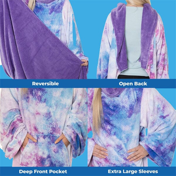 Snuggie soft fleece blanket with sleeves and pockets purple sale