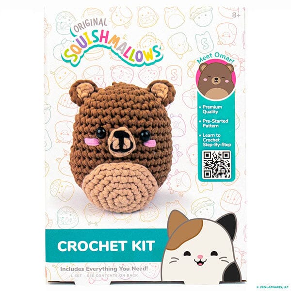 Squishmallows DIY Crochet Plush Toy Complete Kit (Multiple Characters) Simple Squishmallows Omar The Brown Bear 