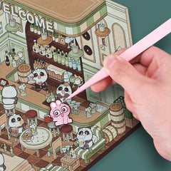 Studio Art Moodioma Kawaii Sticker Story Scene Kit - Panda Restaurant (96 Stickers) Simple Studio Art 
