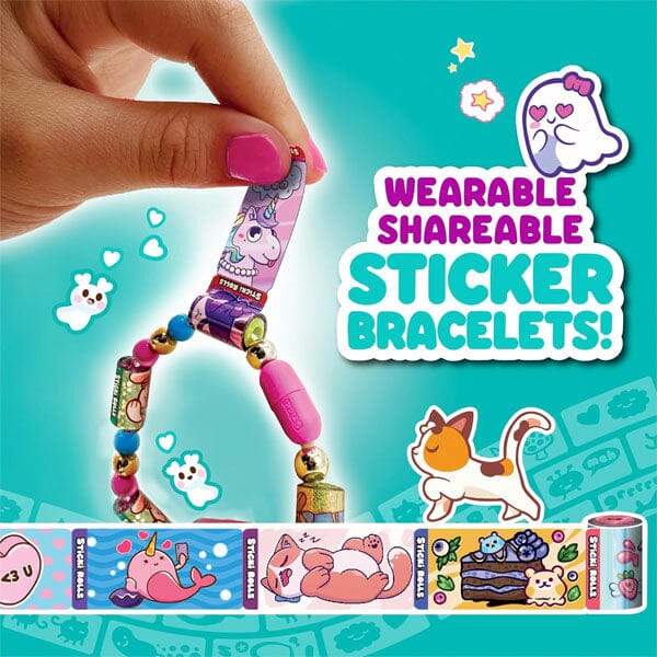 Sticki Rolls Wearable Reusable Sticki Band Mystery Capsule (50 Stickers Inside!) Simple Showcase 