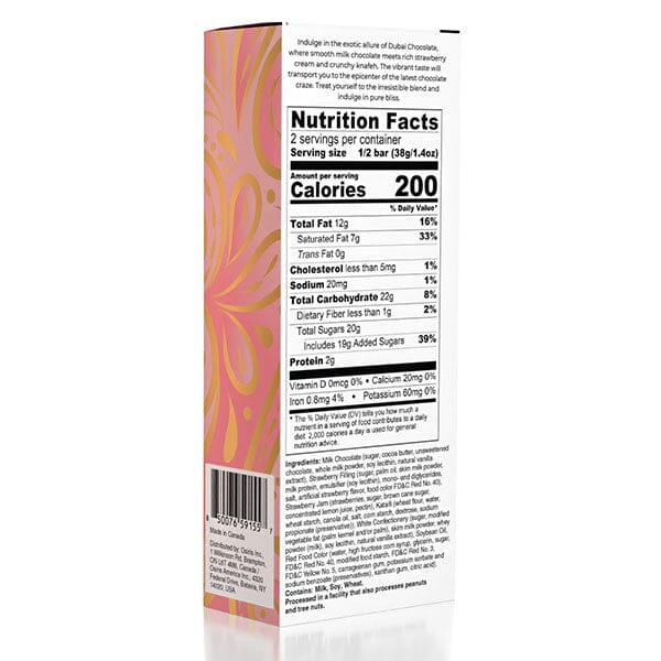 Dubai Chocolate Bar Limited Edition Strawberry Cream by Oasis Treasures (75g) Simple Oasis Treasures 