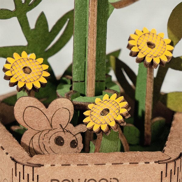 Rowood Sunflower Wooden Bloom Craft DIY Kit (86pc) Simple Rolife 