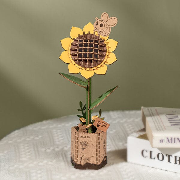 Rowood Sunflower Wooden Bloom Craft DIY Kit (86pc) Simple Rolife 