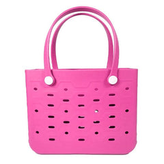 Sunzie Beach Bag Waterproof Rubber Tote Bag (Multiple Colors) Simple Exclusive Dark Pink 