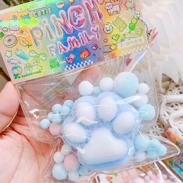 Pinch Family Taba Super Squishy Fidget Toys (1pc) Multiple Styles Simple magazineracksdirect Blue & White Furry Paw 