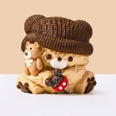 SqueezeSquad Taba Deluxe Premium Silicone Squishy Fidget Toy - Brown Hatted Bear Simple Exclusive 