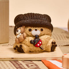 SqueezeSquad Taba Deluxe Premium Silicone Squishy Fidget Toy - Brown Hatted Bear Simple Exclusive 