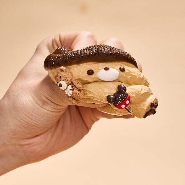 SqueezeSquad Taba Deluxe Premium Silicone Squishy Fidget Toy - Brown Hatted Bear Simple Exclusive 