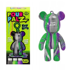 Pour Palz DIY Teddy Bear Keychain Paint Pour Kit (Color Ships Assorted) Simple Pour Palz 