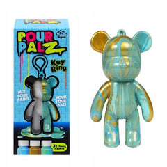 Pour Palz DIY Teddy Bear Keychain Paint Pour Kit (Color Ships Assorted) Simple Pour Palz 