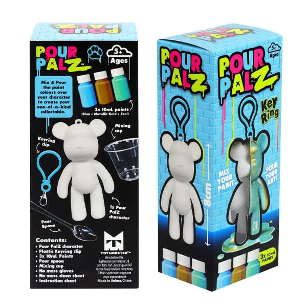 Pour Palz DIY Teddy Bear Keychain Paint Pour Kit (Color Ships Assorted) Simple Pour Palz 