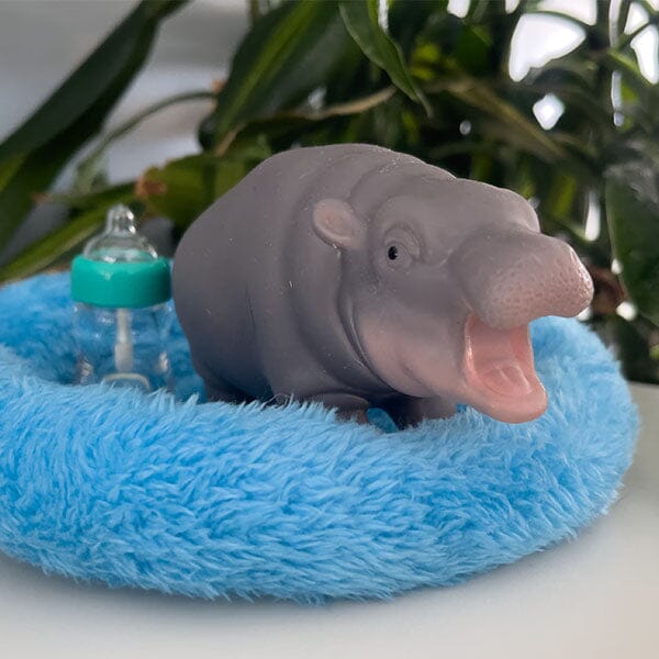 True Heart Treasures Silicone Reborn Animals: Mini Hippo Newborn Baby (Includes Bed & Bottle) Simple TrueHeart Treasures 