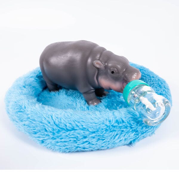 True Heart Treasures Silicone Reborn Animals: Mini Hippo Newborn Baby (Includes Bed & Bottle) Simple TrueHeart Treasures 