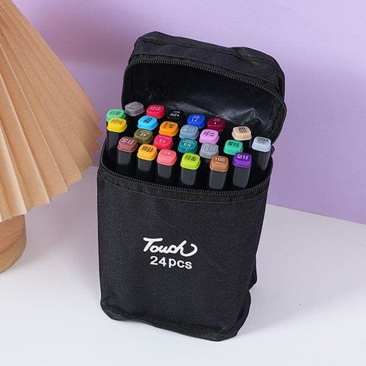 TouchHero Double-Sided Alcohol Based Markers (24 Pack) 1mm & 6mm Tips Simple Studio Art 