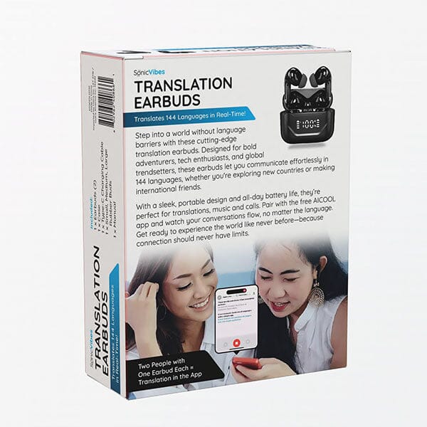 SonicVibes Real-Time Translation Earbuds w/ App (144 Languages) Simple Exclusive 