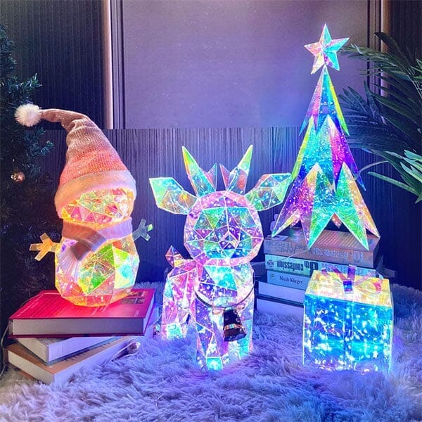 LitLuster Geometric LED Multi-Color Holographic Ornament | Christmas Tree Simple Showcase 