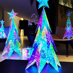 LitLuster Geometric LED Multi-Color Holographic Ornament | Christmas Tree Simple Showcase 