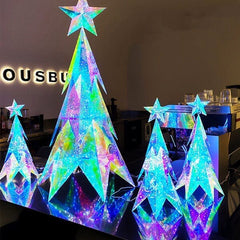 LitLuster Geometric LED Multi-Color Holographic Ornament | Christmas Tree Simple Showcase 