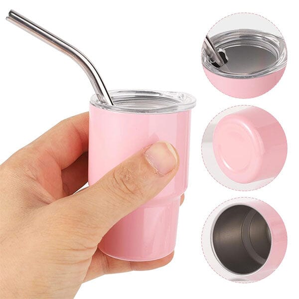 HydriEase Mini 3oz Vacuum Insulated Tumbler Shot Glass Cups With Straws (4pk) Preorder magazineracksdirect 