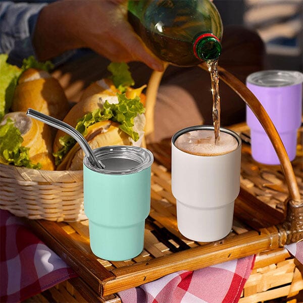 HydriEase Mini 3oz Vacuum Insulated Tumbler Shot Glass Cups With Straws (4pk) Preorder magazineracksdirect 