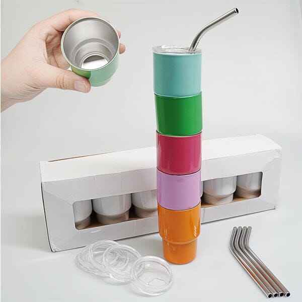 HydriEase Mini 3oz Vacuum Insulated Tumbler Shot Glass Cups With Straws (4pk) Preorder magazineracksdirect 