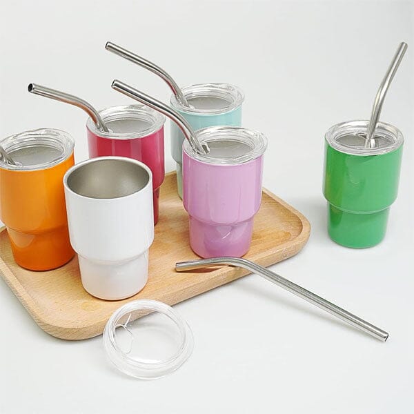 HydriEase Mini 3oz Vacuum Insulated Tumbler Shot Glass Cups With Straws (4pk) Preorder magazineracksdirect 