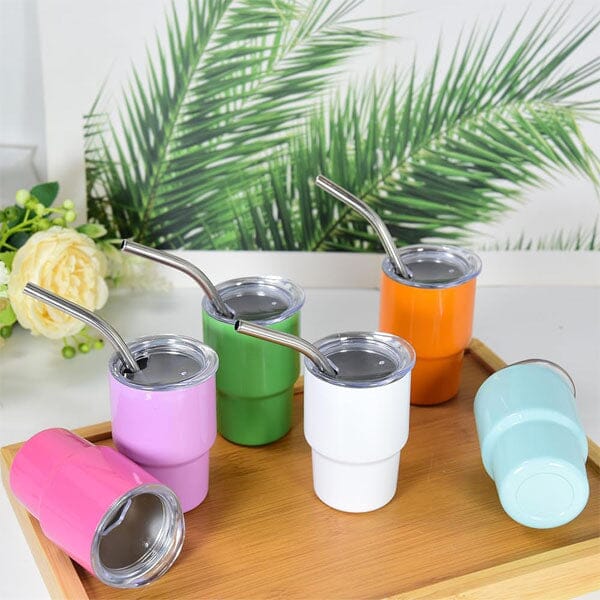 HydriEase Mini 3oz Vacuum Insulated Tumbler Shot Glass Cups With Straws (4pk) Preorder magazineracksdirect 