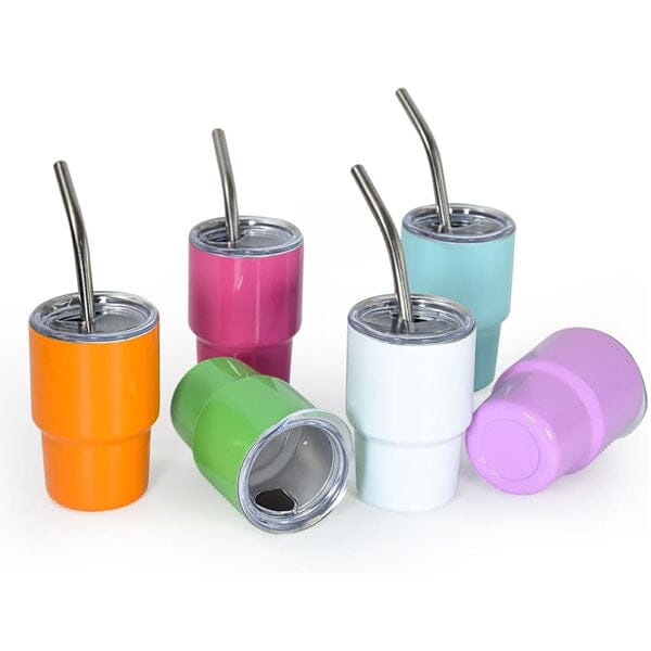 HydriEase Mini 3oz Vacuum Insulated Tumbler Shot Glass Cups With Straws (4pk) Preorder magazineracksdirect 