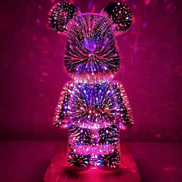 PrismPaws 3D Firework Twinkle Teddy Bear Color-Changing LED Lamp