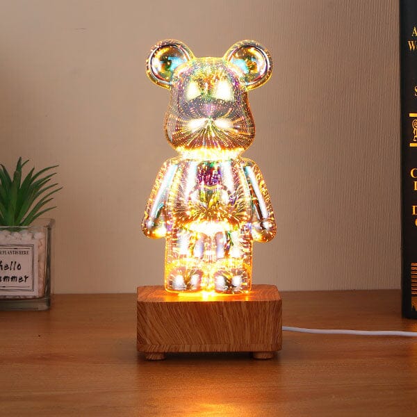 PrismPaws 3D Firework Twinkle Teddy Bear Color-Changing LED Lamp