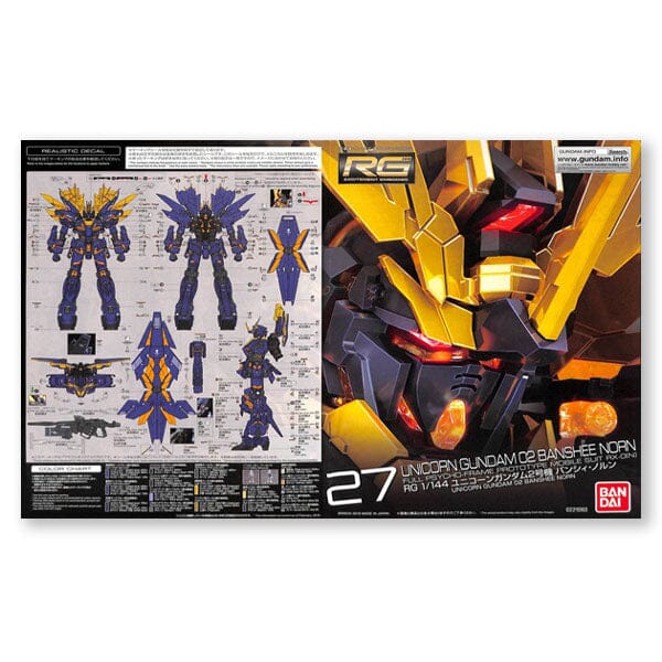 BANDAI Hobby RG Unicorn 02 Banshee Norn Gundam 1/144 Scale 5" Model Kit Simple Gundam 