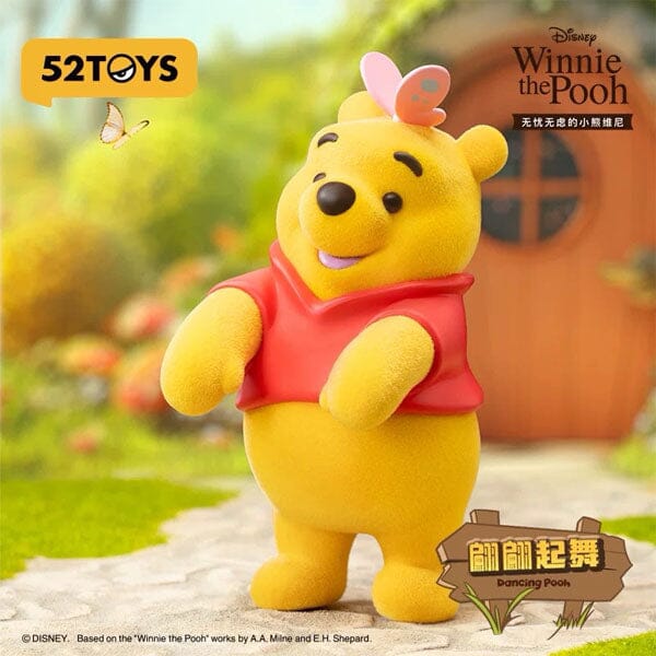 52TOYS Disney Winnie The Pooh Carefree Series Flocked Figurine Blind Box (1pc) Simple Disney 