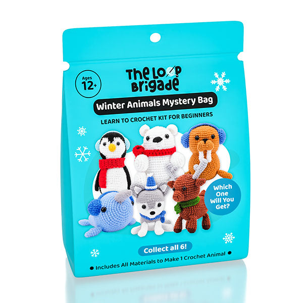The LOOP Brigade: Mystery Winter Animals DIY Crochet Plush Toy Complete Kit For Beginners Blind Bag
