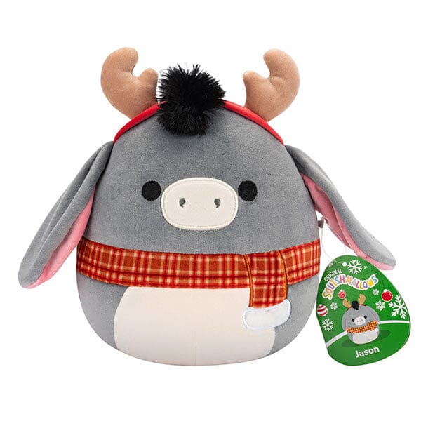 Squishmallows Plush Toys 7.5" Holiday Squad 2024 Jason The Donkey in Reindeer Antlers Simple Squishmallows 