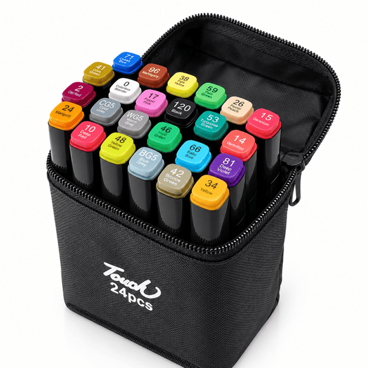 TouchHero Double Tipped Alcohol Based Markers (24 Pack) 1mm & 6mm Tips Simple Studio Art 