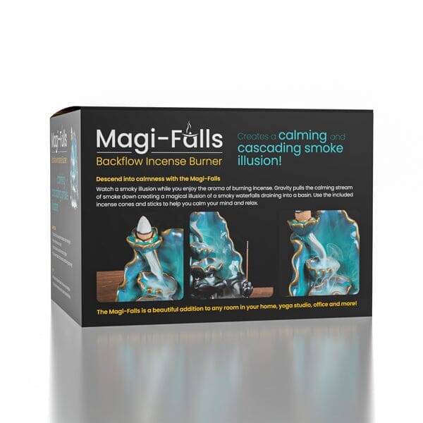 Magi-Falls Ceramic Backflow Incense Smoke Waterfall | Includes 20 Incense Cones & Sticks! Simple Showcase 