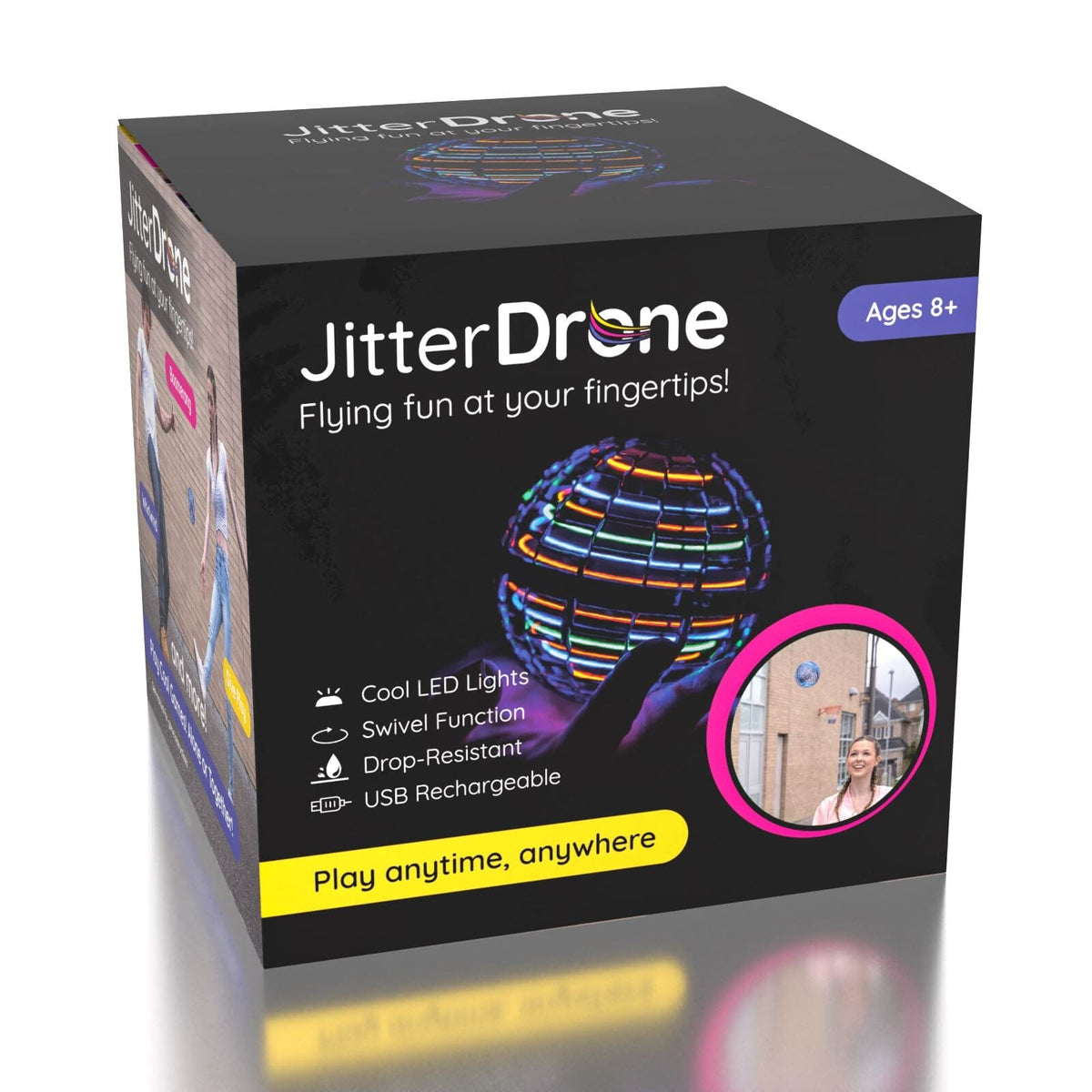 Showcase Jitter Drone, Flying UFO Light-Up Boomerang Ball