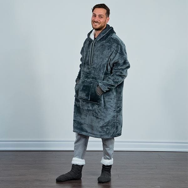 Cozy Cuddler: Cloud-Like Blanket Hoodie | Multiple Styles & Colors Simple magazineracksdirect Cozy Cuddler w/ Matching Socks: Charcoal Grey 