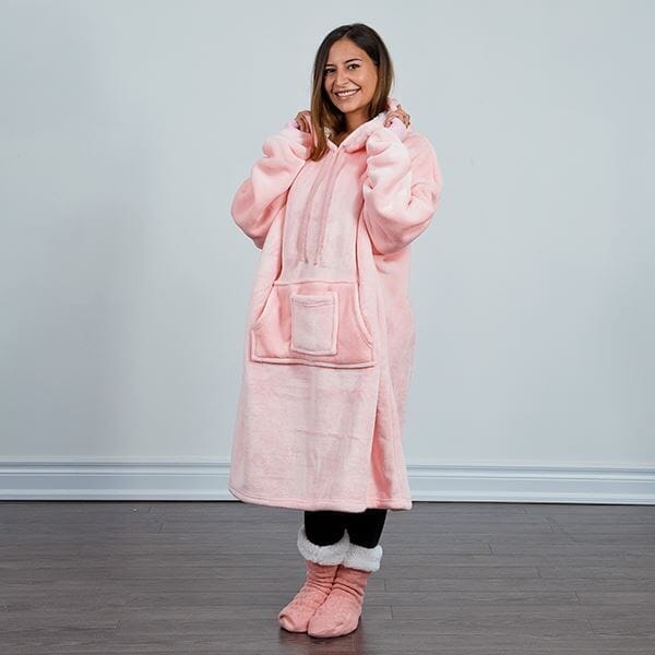 Cozy Cuddler: Cloud-Like Blanket Hoodie | Multiple Styles & Colors Simple magazineracksdirect Cozy Cuddler w/ Matching Socks: Pink 