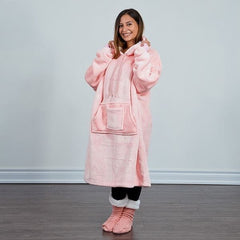 Cozy Cuddler: Cloud-Like Blanket Hoodie | Multiple Styles & Colors Simple Showcase Cozy Cuddler w/ Matching Socks: Pink 