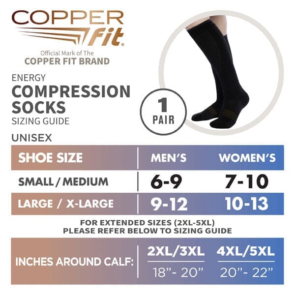 Copper Fit® Energy Compression Knee-High Unisex Socks (1 Pair) • Showcase