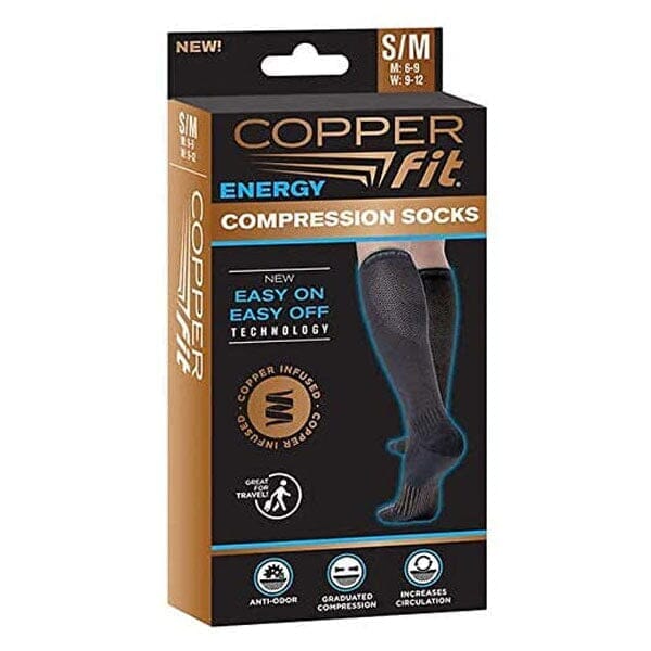 Copper Fit Energy Compression Socks Knee High, Unisex, S/M, 1 Pair