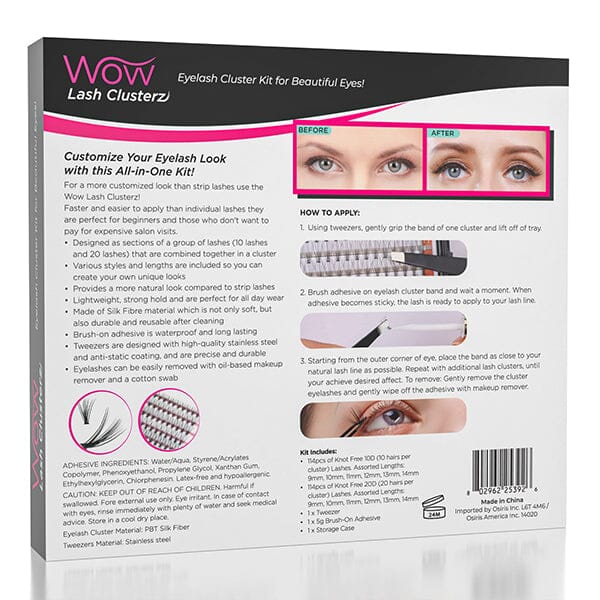 WOW Lash Clusterz Kit | 288 Eyelash Clusters | Includes Glue & Tweezers! Simple Showcase 