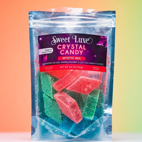 Sweet Luxe Crystal Candy - Assorted Sampler Pack (132g) • magazineracksdirect Simple magazineracksdirect "Mystic Mix" - Strawberry Splash / Sparkling Mint / Cotton Candy 