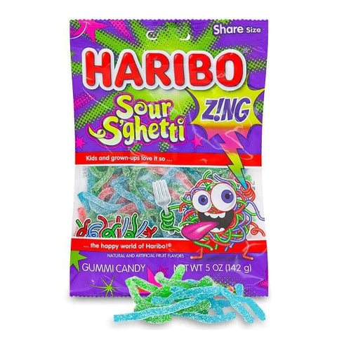 Haribo Sour S'ghetti Fruit Flavored Gummy Candy (5oz)